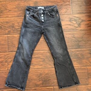 ZARA Kids Stylish Black Flared Jeans Size 9 Adjustable Waist